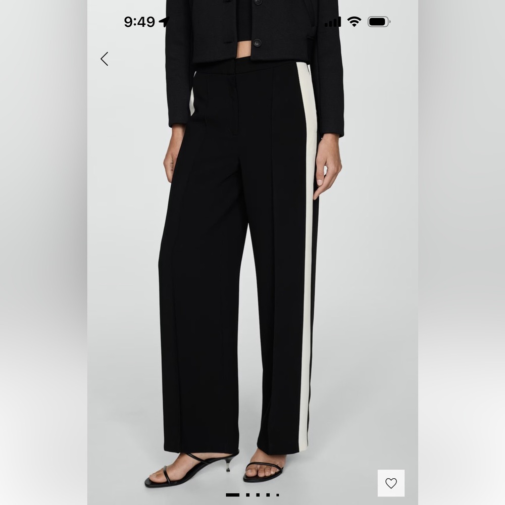 Mango Black and Cream Tuxedo Style Pants